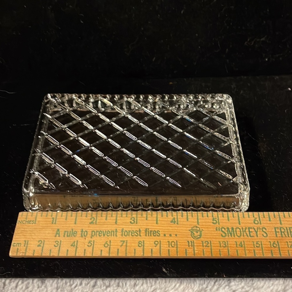 Crystal Cushion Cut Small Vanity Tray- Heavy  Crystal- Pretty - Picture 4 of 6